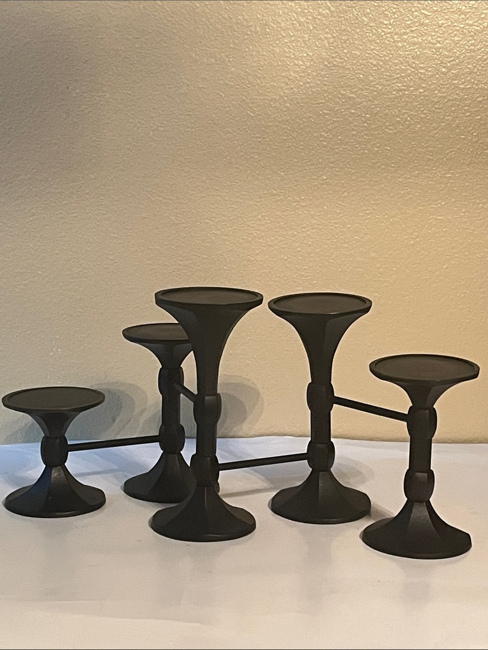 Pottery barn, Artemis, black hinge, five pillow candle holder, centerpiece,